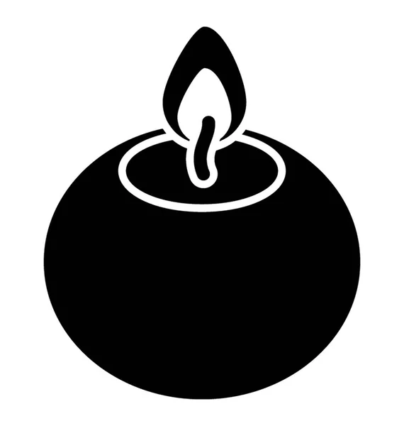 圆形泥锅 上面有闪电般的火焰 蜡蜡烛图标 — 图库矢量图片
