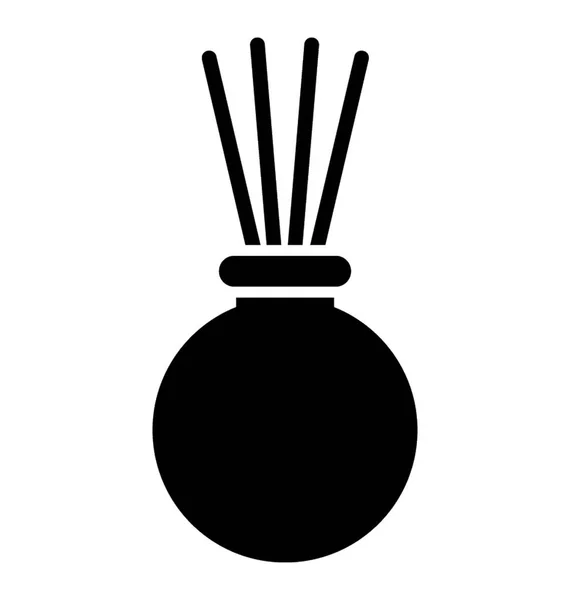 Pot Ayant Des Bambous Parfumés Intérieur Jetant Lumière Dans Icône — Image vectorielle