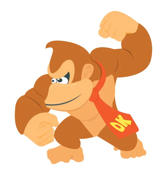 Gorilla Poseren Een Afbeelding Laten Zien Van Donkey Kong Spel — Stockvector