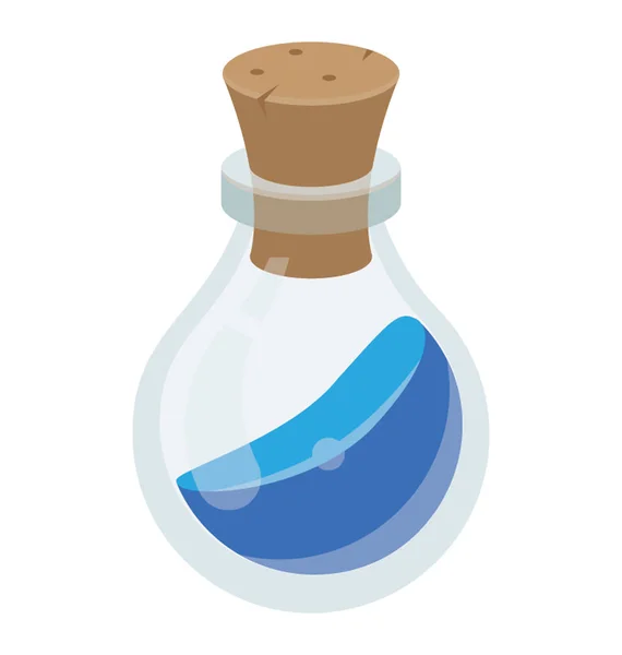 罐子与软木盖子在它和一些液体里面 表示药剂概念 — 图库矢量图片