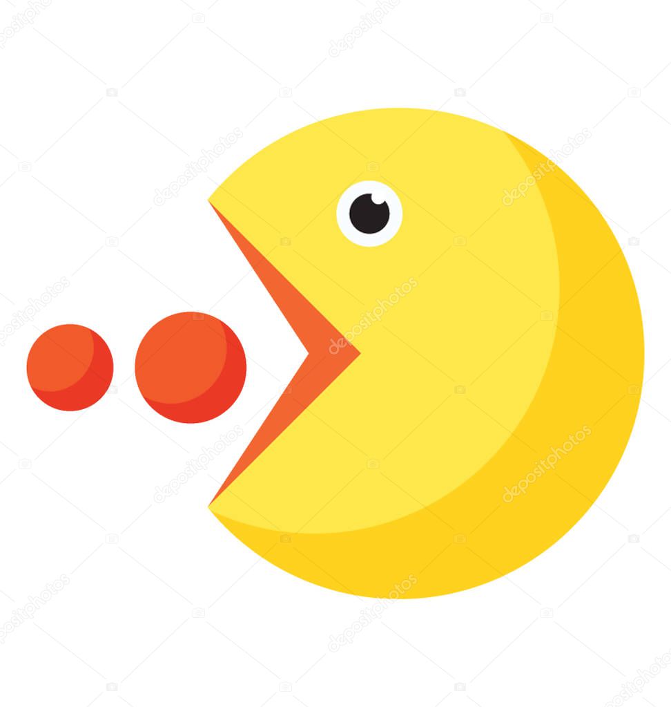 A round big ball eating small balls showing pacman icon 