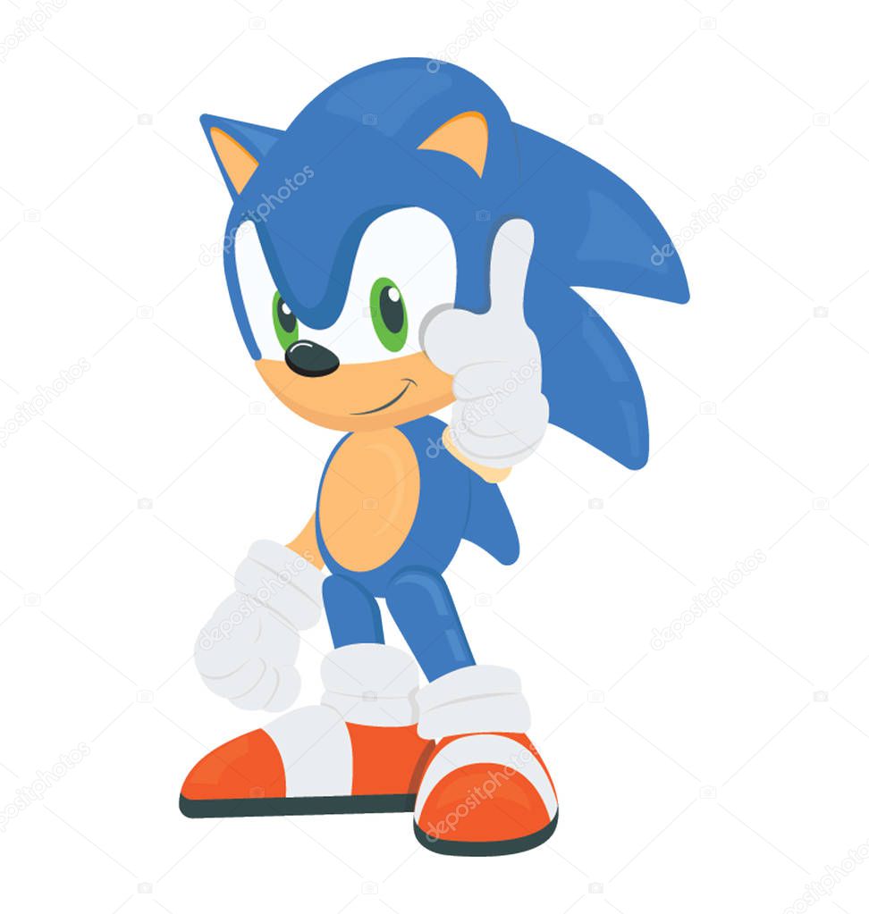 Speedy running game character showing super sonic game 