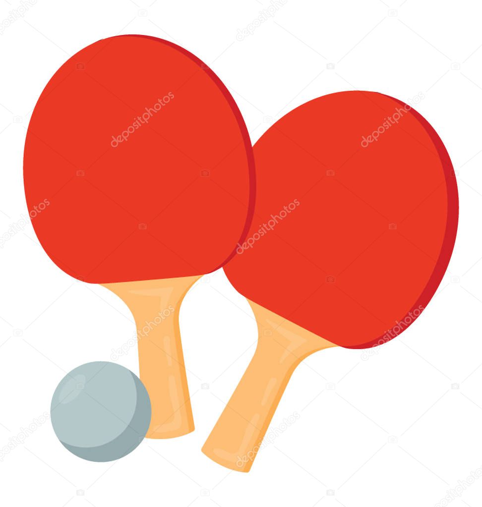 Racket paddles along with a ball denoting ping pong game concept 