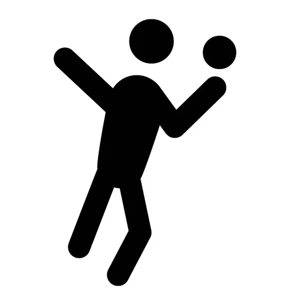 Icône Humaine Avec Les Mains Levées Jouant Avec Une Balle — Image vectorielle