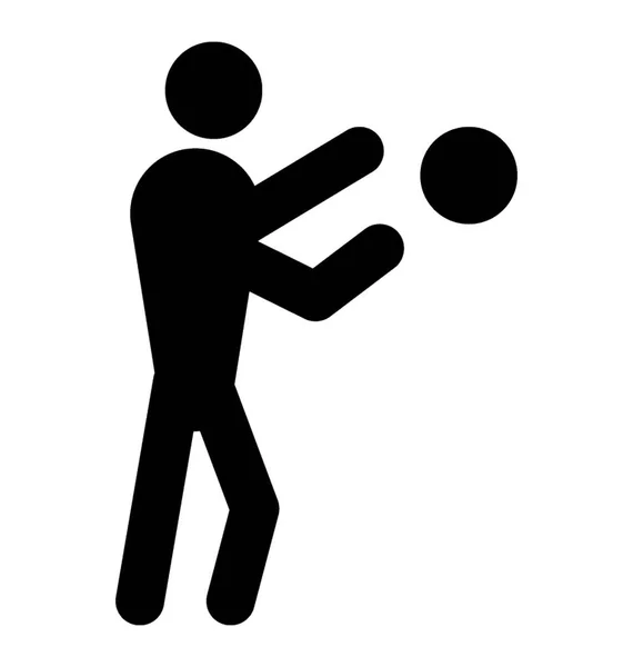 一个图标 描述篮球运动员投掷球在空气中的活动 并抓住它回来 — 图库矢量图片