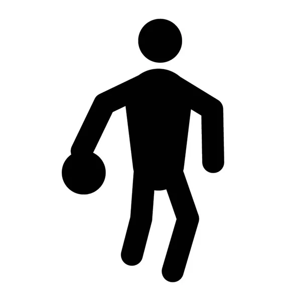 Glyph Basketspelare Aktion Dribblingar Och Leker Med Boll — Stock vektor