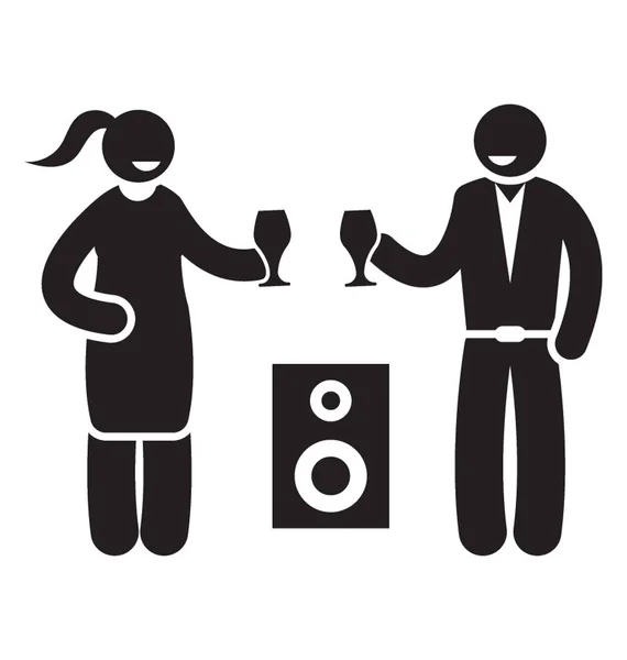 Couple Standing Speaker Drinks Hand Showcasing Music Drink Concept — Stock Vector