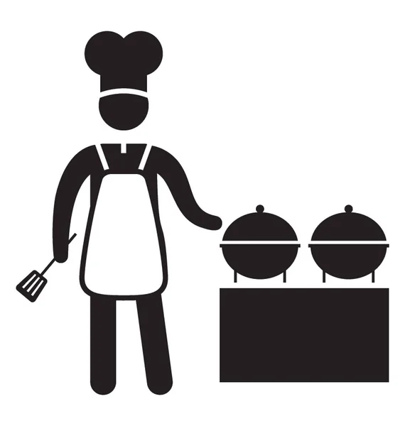 Ember Kötény Megszokott Kap Állandó Közelében Védőharang Chef Ikon Szakácsok — Stock Vector