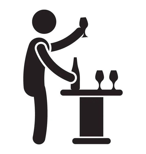 Ein Barkeeper Auf Seiner Bank Der Getränke Anbietet — Stockvektor