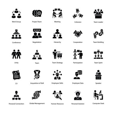 İnsan kaynakları glif Icons Set