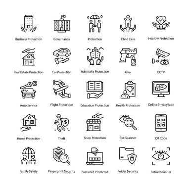 Koruma hattı Vector Icons Set
