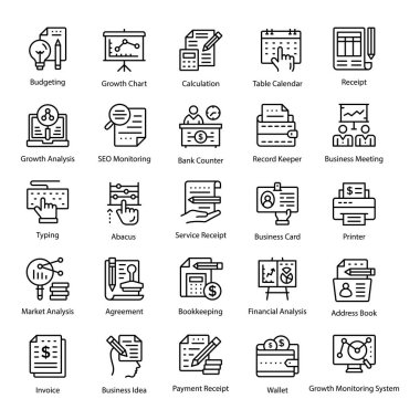 Muhasebe satır simgeler paketi 