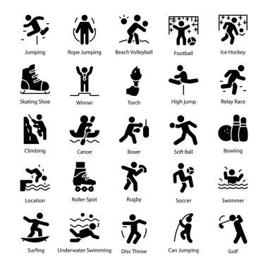 Olimpiyatları glif Icons Set