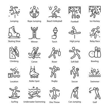 Olimpiyat çizgi Icons Set