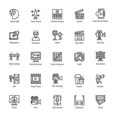 Video üretim hattı Icons Set 