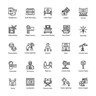 Video üretim hattı Icon Pack 