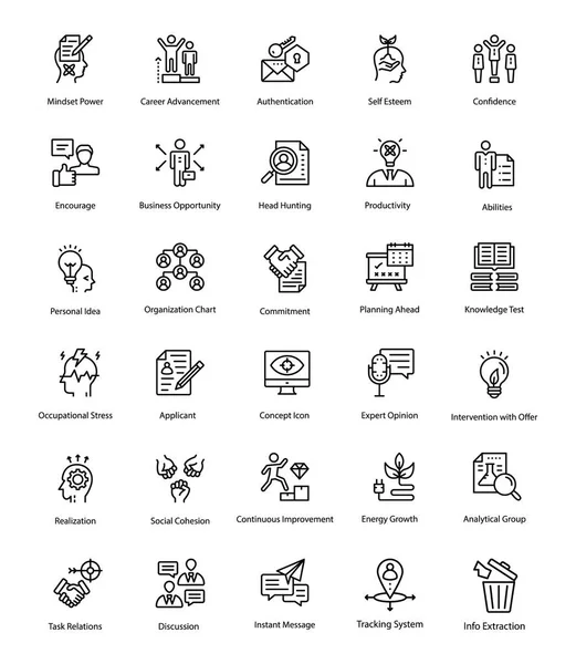 Pack Iconos Vectoriales Línea Recursos Humanos — Vector de stock