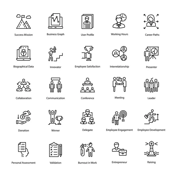 Esquema Recursos Humanos Conjunto Iconos Vectoriales — Vector de stock