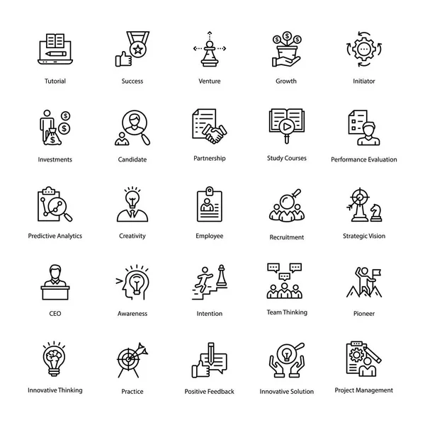 Conjunto Iconos Vectoriales Línea Recursos Humanos — Vector de stock