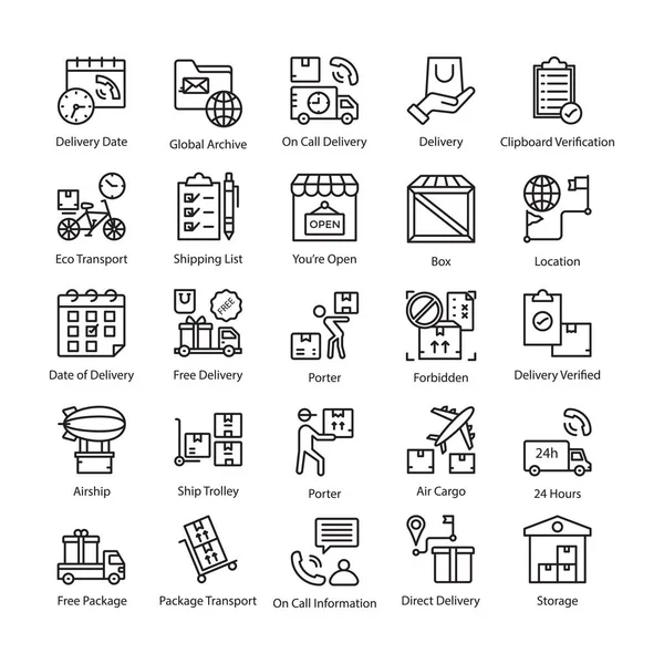 Paquete Iconos Entrega Logística — Vector de stock