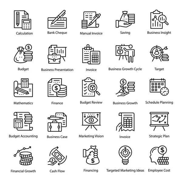 Muhasebe Satır Icons Set — Stok Vektör