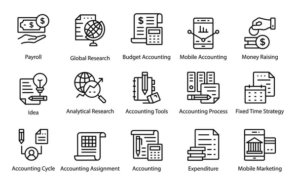 Pack Accounting Line Icons — Stock Vector