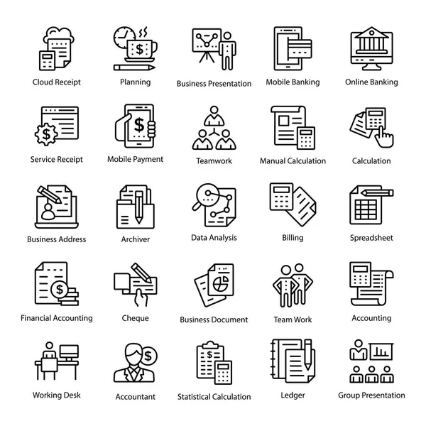 Accounting Line Icons Collection — Stock Vector