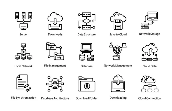 Paquete Iconos Línea Programación — Vector de stock