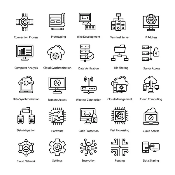 Ensemble Icônes Ligne Programmation — Image vectorielle