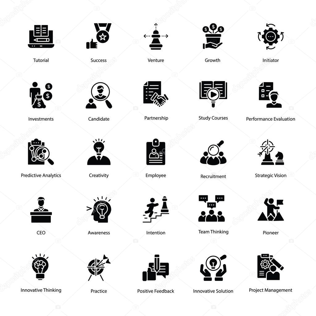 Solid Vector Icons of Human Resource 
