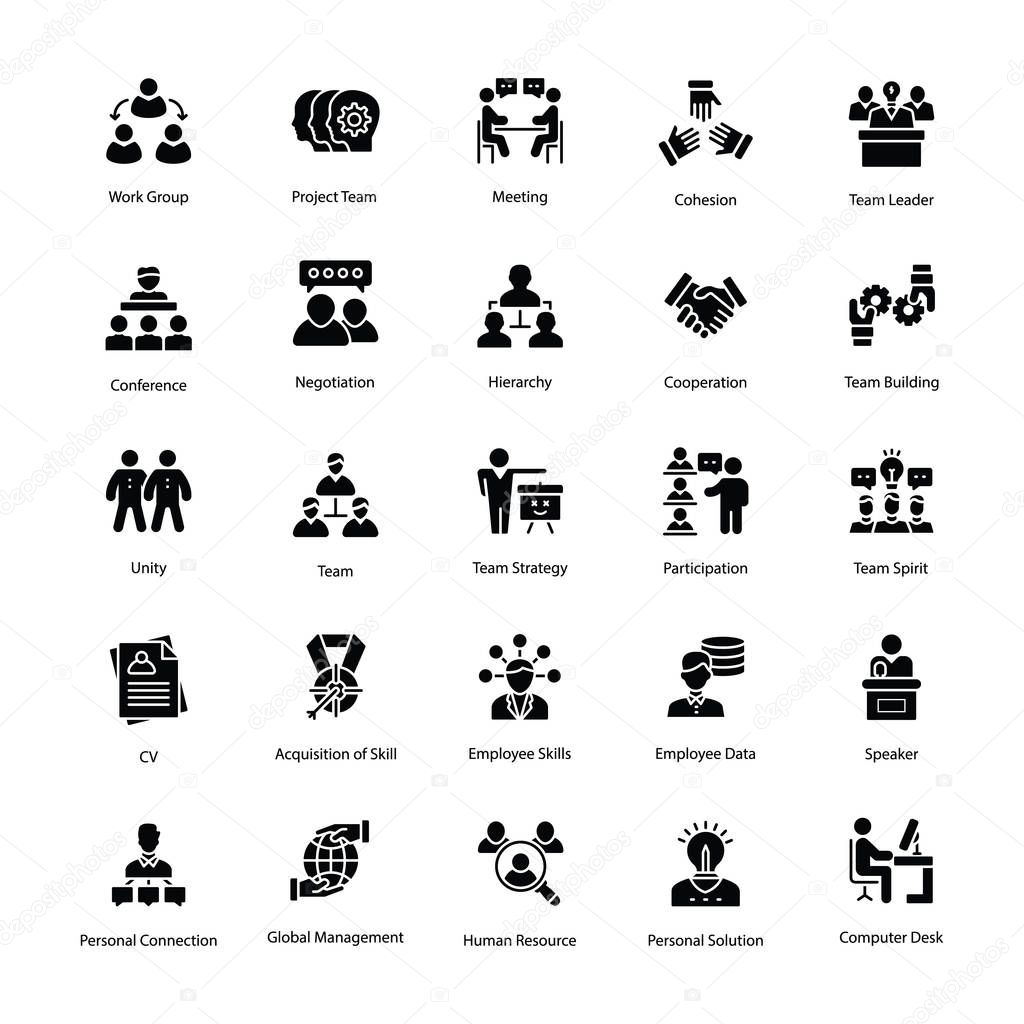 Human Resource Glyph Icons Set
