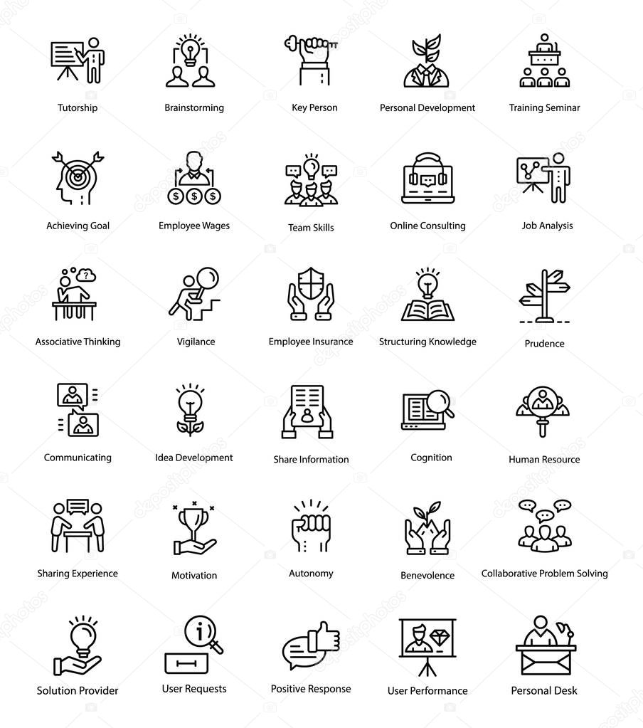 Outline Vector Icons of Human Resource 