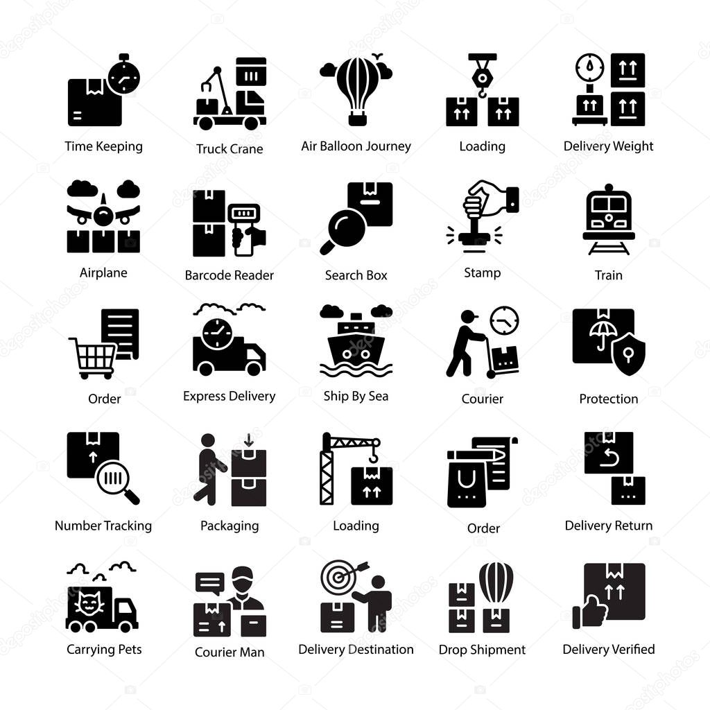 Logistics Delivery Glyph Icons