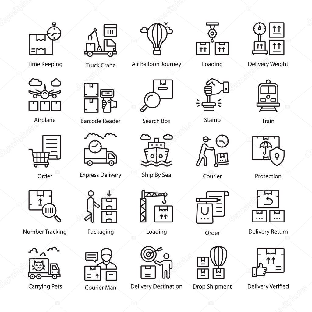 Logistics Delivery Line Icons