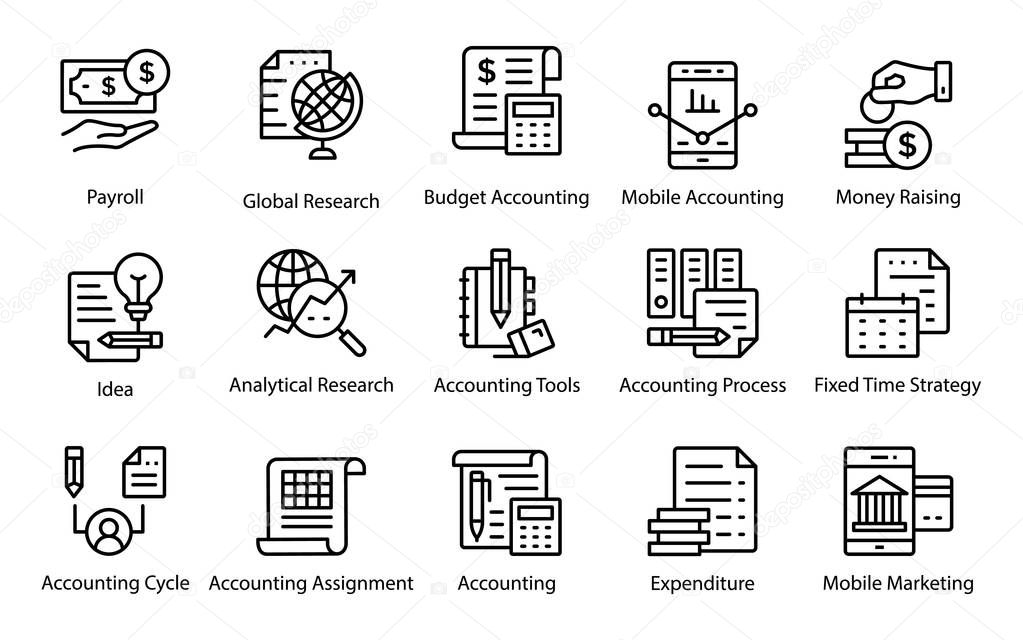 A Pack of Accounting Line Icons 