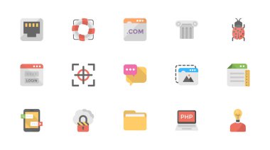 Web tasarım düz simgeler paketi 