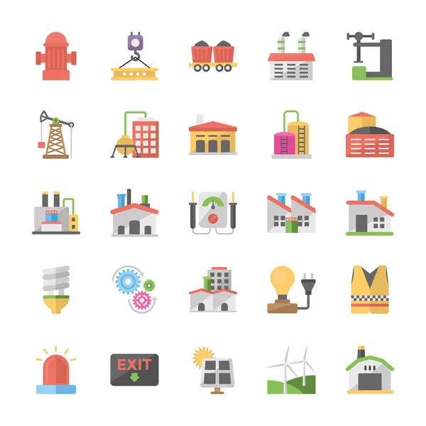 Industrial Flat Icons Pack — Stock Vector