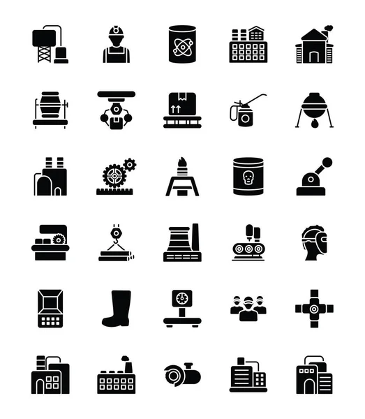 Pacote Ícones Industriais Vector — Vetor de Stock