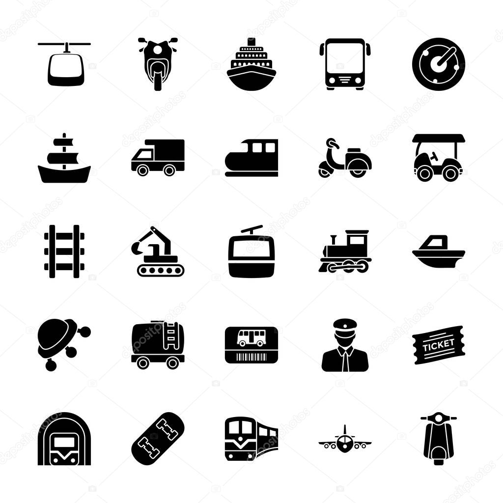 Transportation Glyph Icons Pack