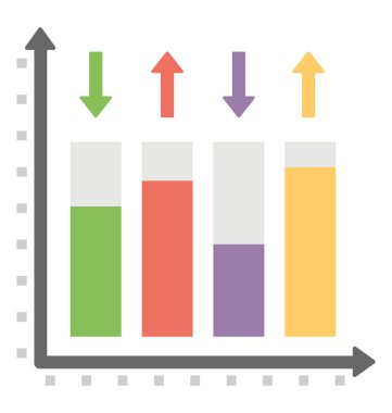 Dikey çubuk grafik grafik gösterimi, bu bir çizgi grafik olarak da adlandırılan 