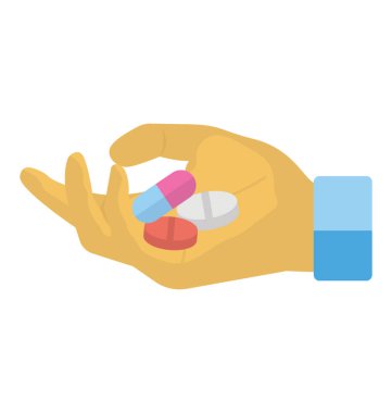 Hap, kapsül doz veya ilaç alımı için tutan el 