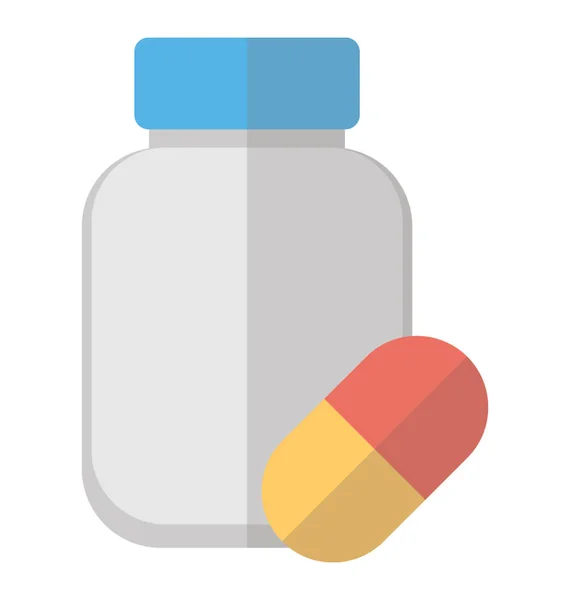Μια Κάψουλα Τοποθετείται Βάζο Ιατρικής Για Φαρμακευτική Αγωγή — Διανυσματικό Αρχείο