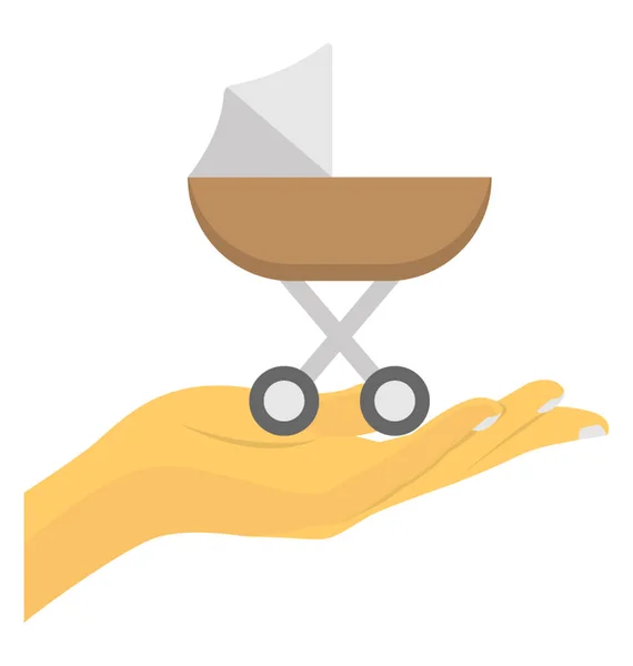 Baby Barnvagn Hand För Att Visa Dig Spädbarn Välgörenhet Betydelse — Stock vektor