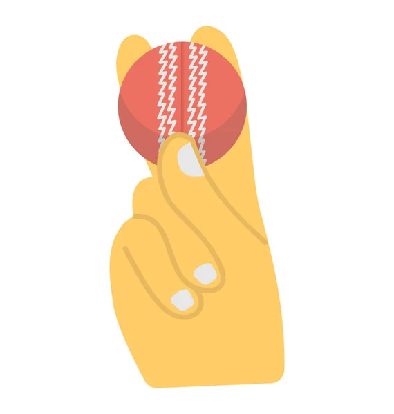 Hand Holding Cricket Ball Swing Bowling Sports Technique — Stock Vector