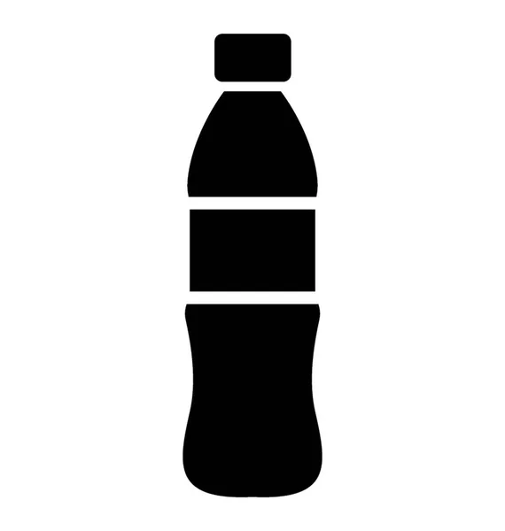 Una Simple Botella Agua Con Etiqueta Blanco Signo Vector Icono — Vector de stock