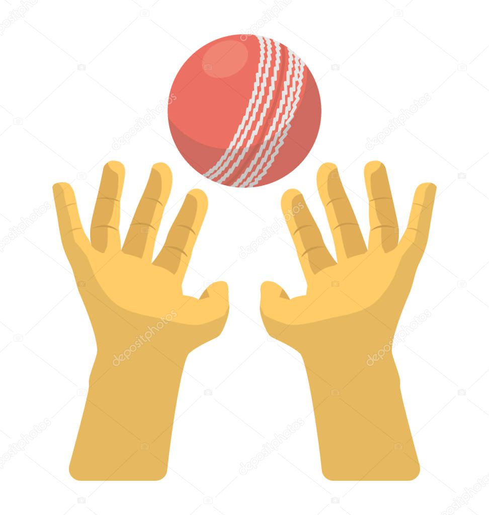 An icon image denoting cricket player hands tending to catch ball