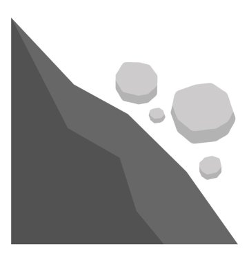 Dağın tepesinde, heyelan için simge vektör üzerinden düşen kayalar