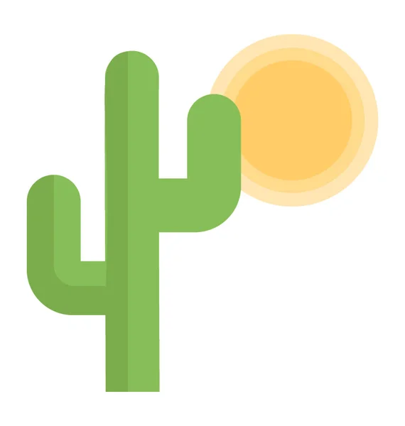 Natural Landscape Having Desert Cactus Sun — Stock Vector