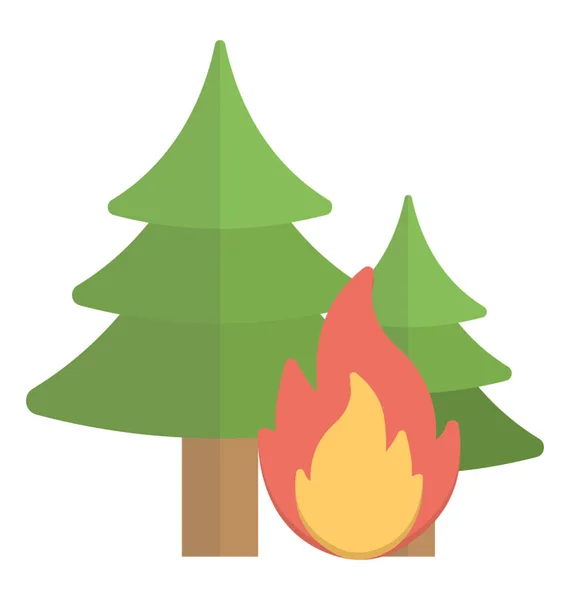 Сосны Огненным Пламенем Показывающие Концепцию Иконы Лесного Пожара — стоковый вектор