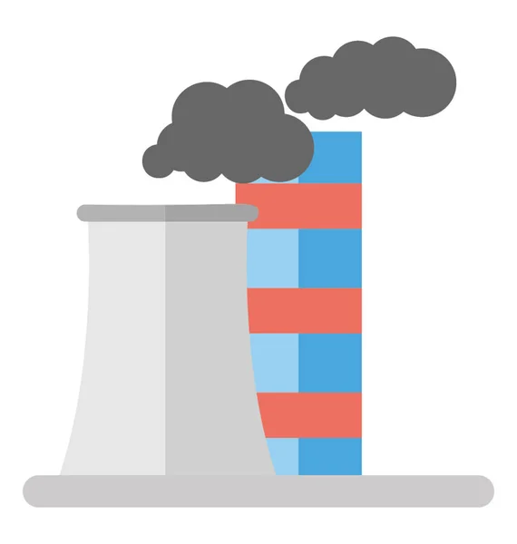 Unité Production Électricité Tour Refroidissement Pour Vecteur Icône Énergie Nucléaire — Image vectorielle